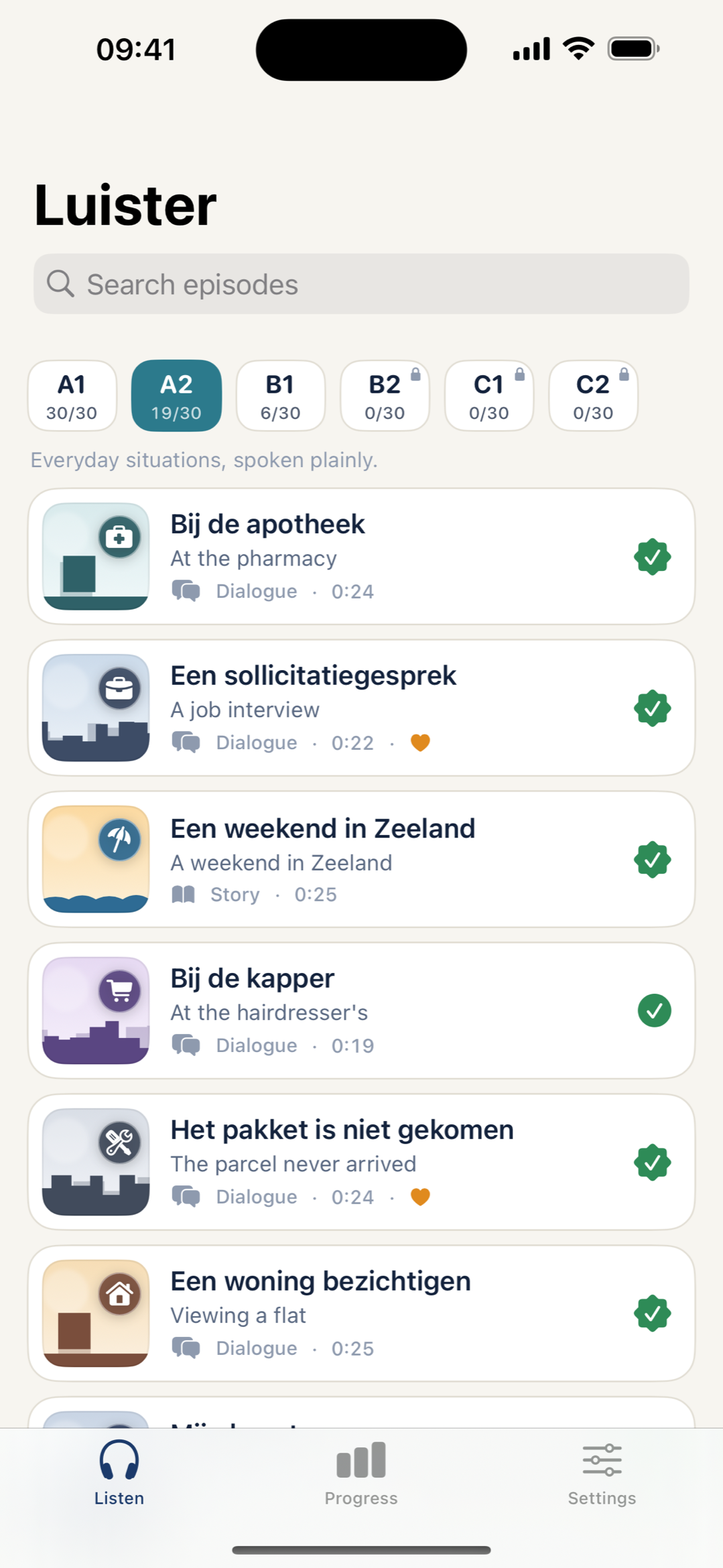 Ear Drills NL — de bibliotheek, A1 tot C2